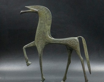 古代ギリシャの馬のブロンズ像、幾何学時代の金属芸術彫刻