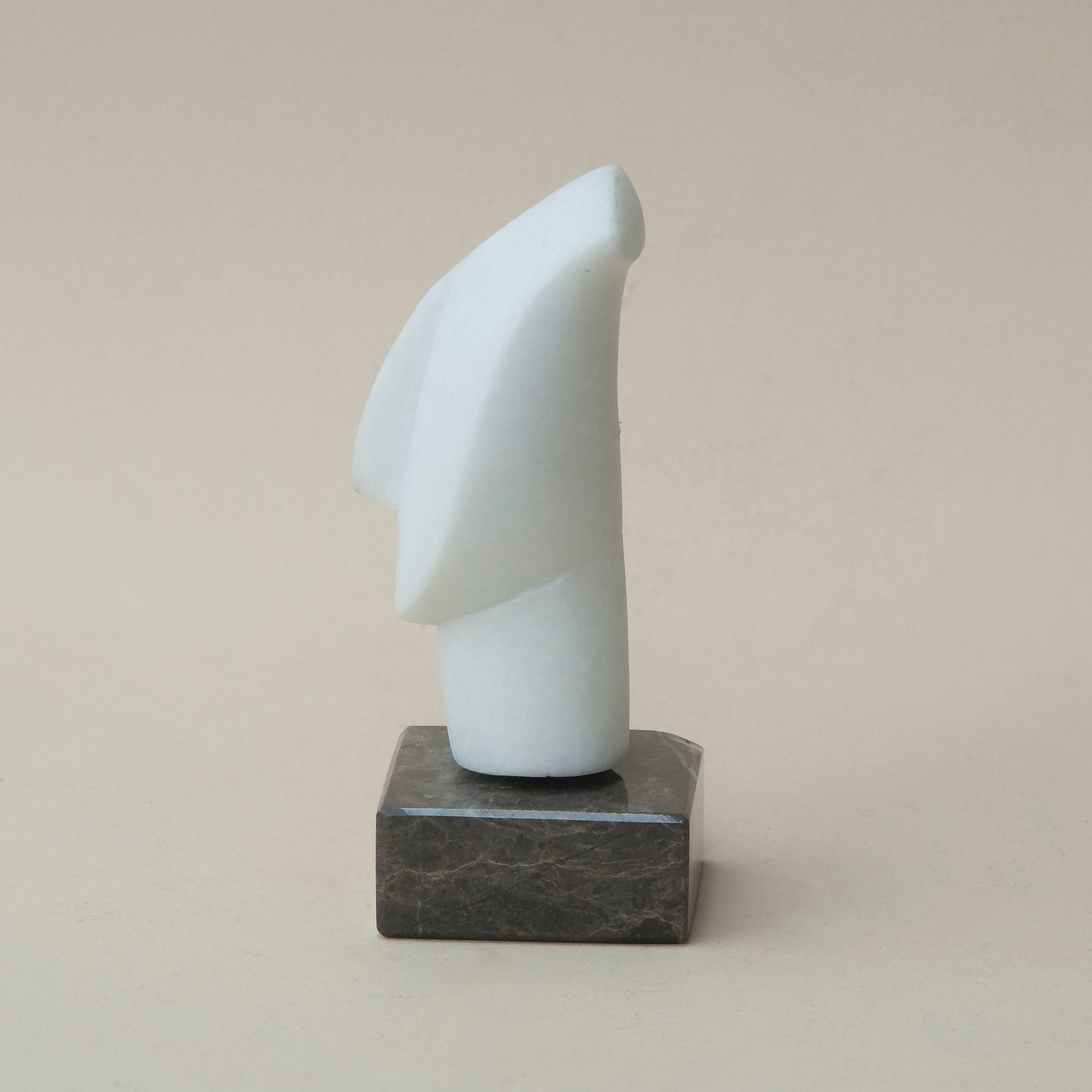 Small White Marble Sculpture, Abstract Cycladic Figurine Head, Minimalist Sculpture, Ancient