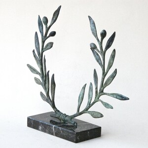 Bronze Olive Wreath Greek Sculpture, Olive Tree Branches, Ancient Greece Goddess Athena Symbol, Greek Mythology and Art image 8