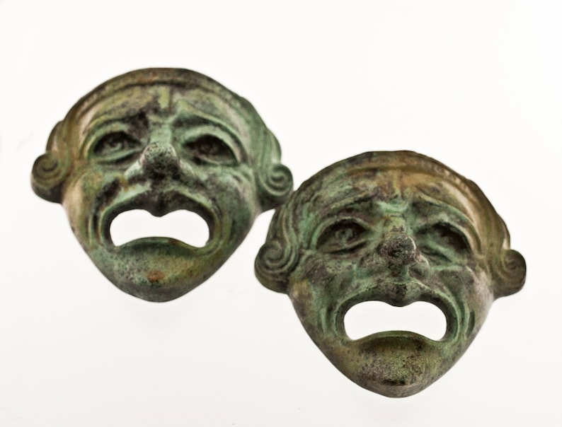 Bronze Greek Theatre Mask Ancient Greek Drama Actors Mask Etsy