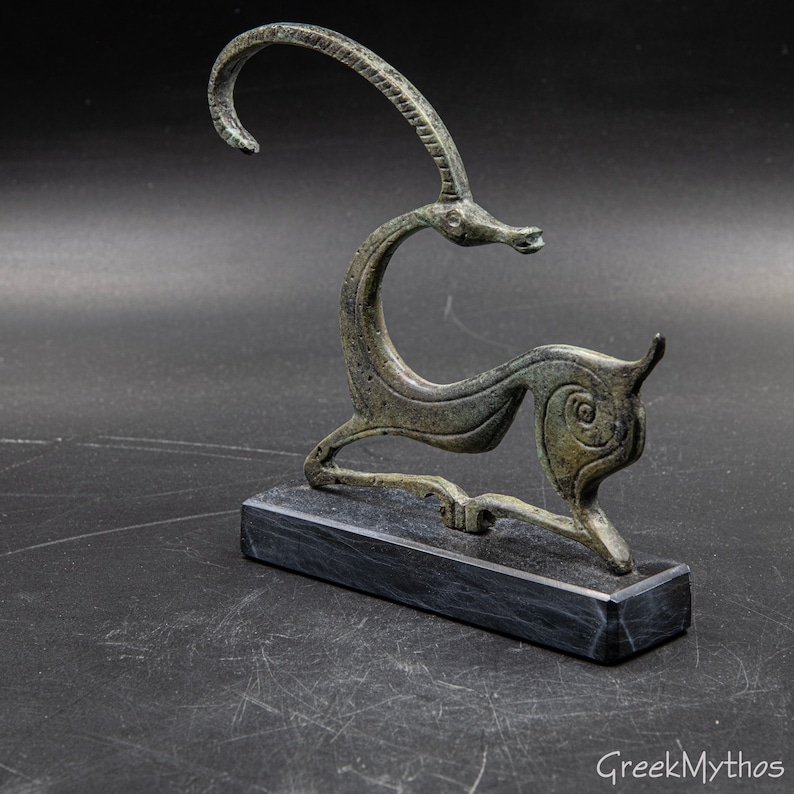 Ibex Wild Goat Bronze Statue, Greek Geometric Era Art Museum Replica Sculpture, Capricorn Constellation Zodiac Sign Gift, Art Decor image 4