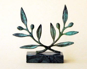 Olive Wreath Bronze Sculpture, Olive Tree Branches, Ancient Greece Goddess Athena Symbol, Greek Mythology and Art