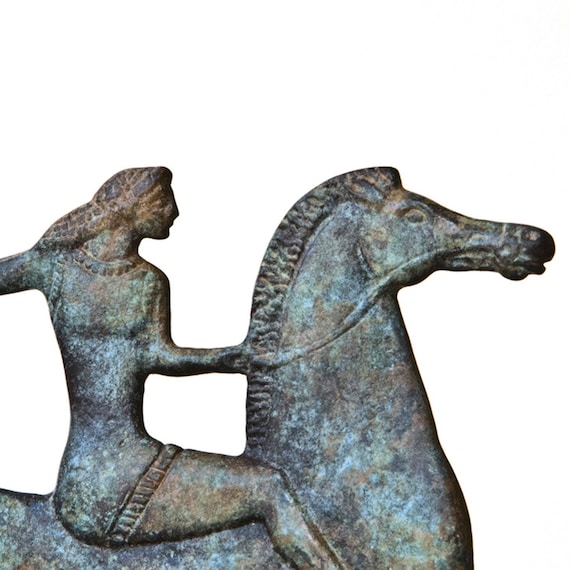 古代ギリシア★ブロンズ製★馬像★精巧レプリカ★アンティーク★ヴィンテージ 古代ギリシャの乗馬ブロンズ像、馬と騎手の金属芸術彫刻博物館