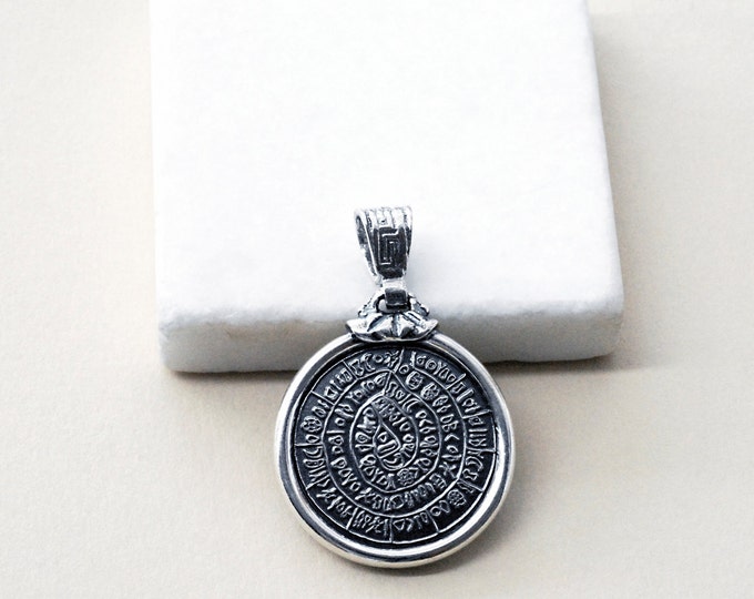 Sterling Silver Necklace Ancient Minoan Cretan Phaistos Disc - Etsy