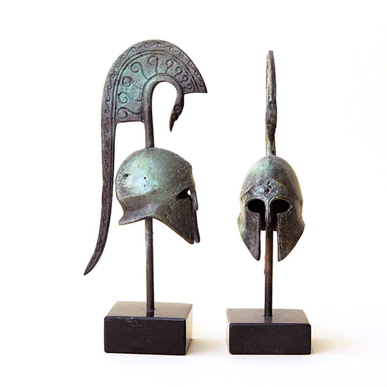 Ancient Greek Helmet with Serpent Crest Bronze Metal Sculpture, Ancient Greece Corinthian War Helmet, Collectible Art, Museum Replica image 5