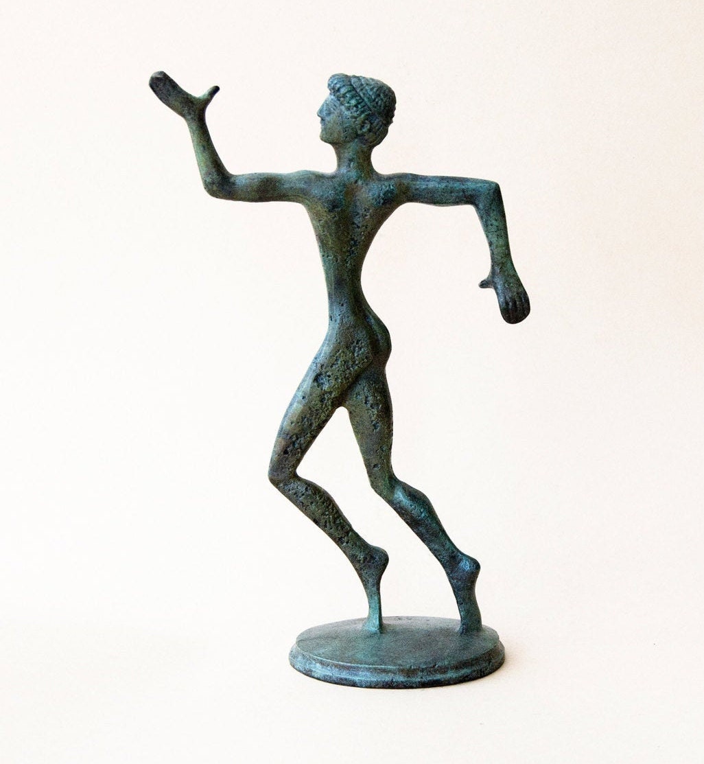 Ancient Greek Runner Athlete Bronze Statue, Metal Art Sculpture