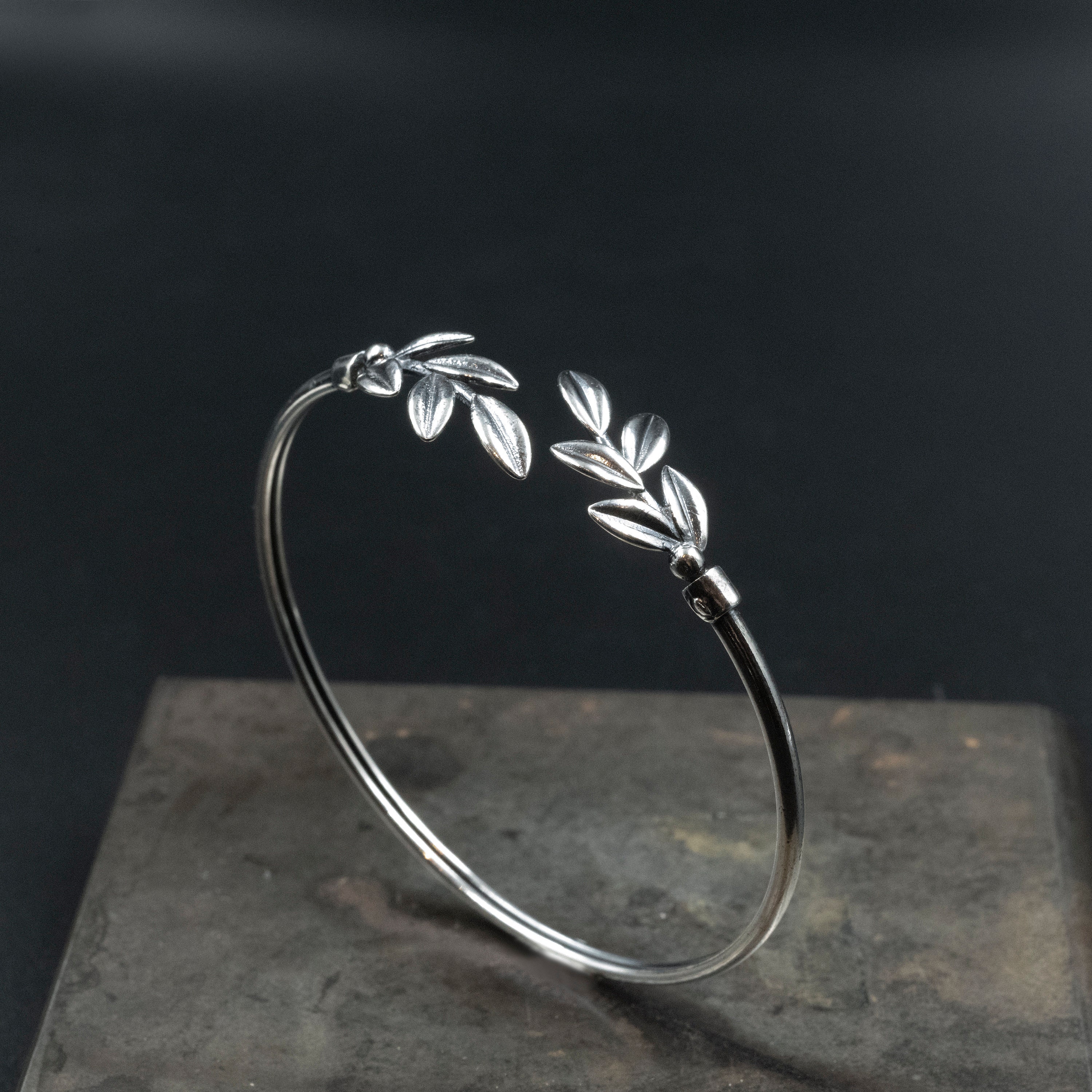 Olive Leaves Sterling Silver Twisted Cuff Bracelet, Goddess Athena ...
