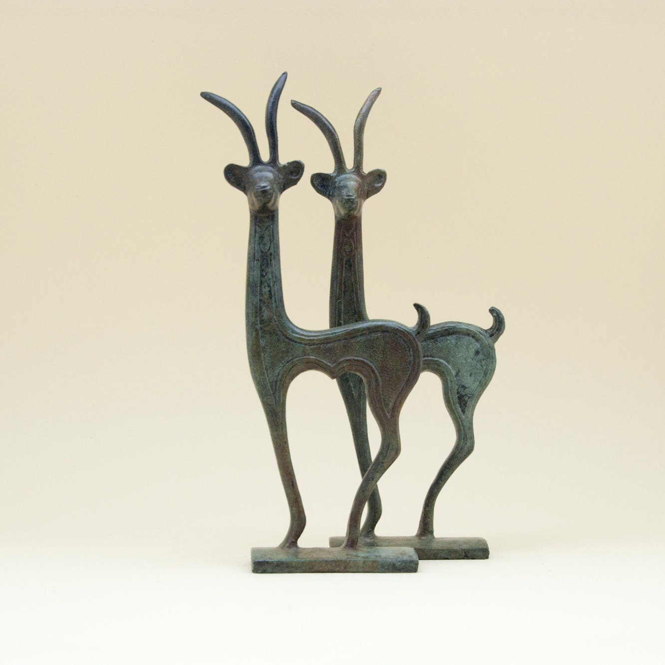 Greek Cretan Ibex Bronze Small Statue, Wild Goat Metal Art Sculpture, Capricorn Constellation