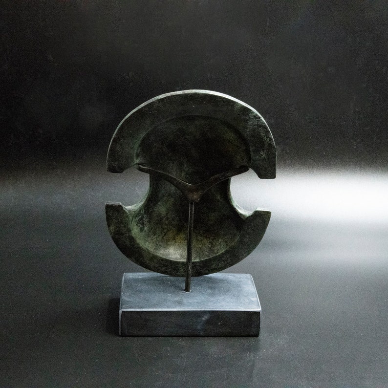 Ancient Greek Bronze Shield with Satyr and Vine Leaves Symbol of God of Wine Dionysos Museum Replica Metal Art Sculpture