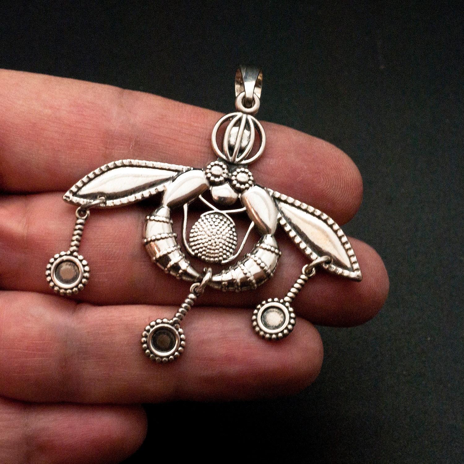 Sterling Silver Greek Necklace, Bees Pendant Ancient Minoan Cretan Necklace, Museum Replica