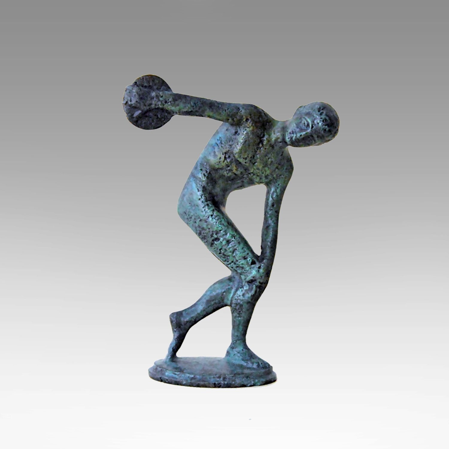 Discus Thrower Athlete Bronze Greek Statue, Ancient Greece Olympic