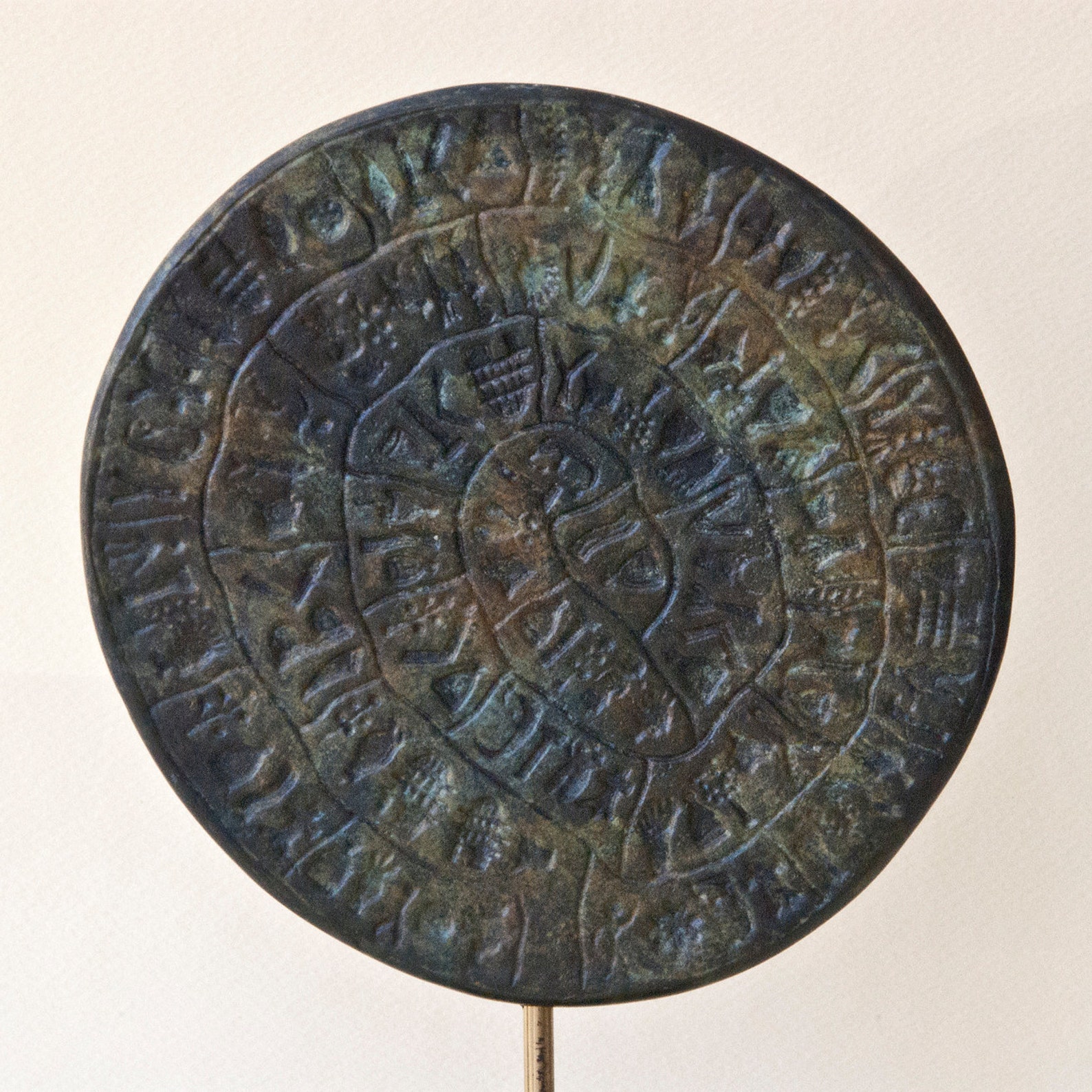 Minoan Phaistos Disc Bronze Sculpture, Ancient Greek Crete Museum ...