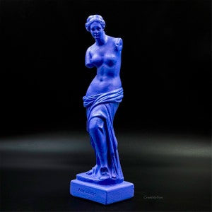 Sculpture de statue de Vénus de Milo, réplique du musée de la déesse grecque Aphrodite de l'amour, statue bleue pop art