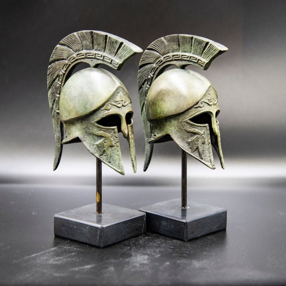 Athenian Battle Helmet Owl Crest Bronze Ancient Greek Museum Replica Vintage 