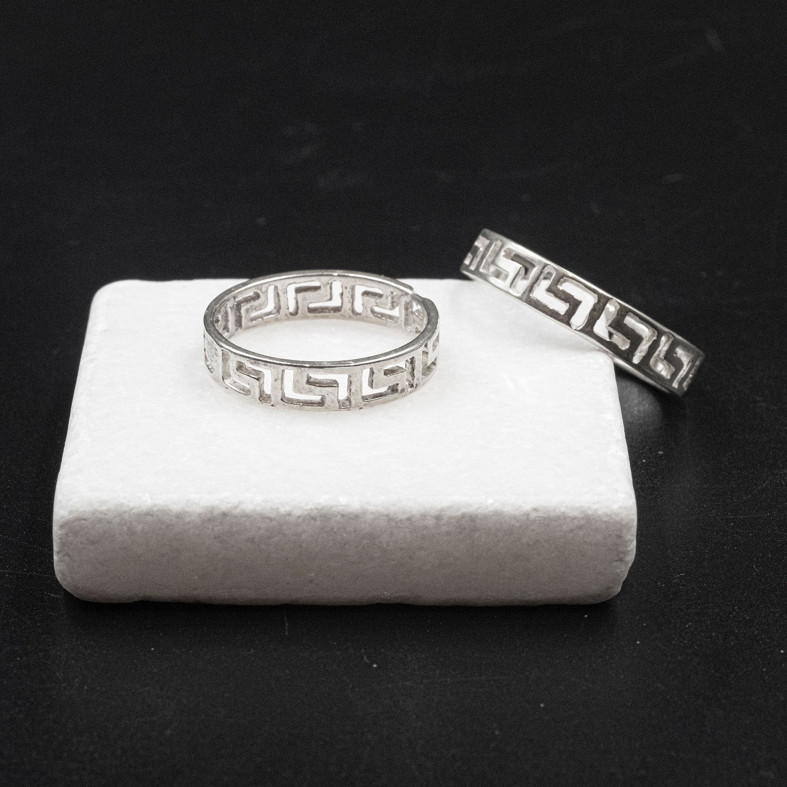 Greek Key Sterling Silver Ring Greek Wedding Band Cut Out | Etsy