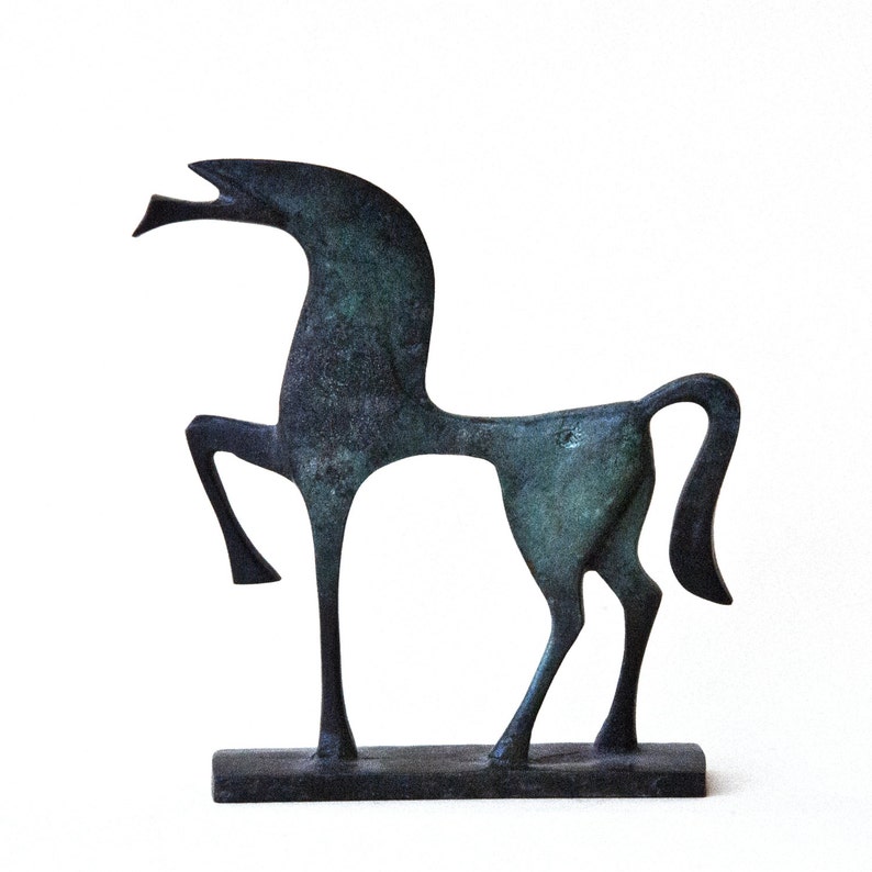 Ancient Greek Bronze Horse Museum Replica, Greek Geometric Era Metal Art Sculpture, Equine Home Decor, Unique Horse Lover Art Gift image 9