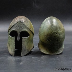 Ancient Greek Bronze Helmet, Corinthian Spartan War Helmet Museum Replica, Metal Art Sculpture, Collectible Art Gift image 5