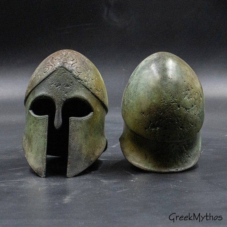 Ancient Greek Bronze Helmet, Corinthian Spartan War Helmet Museum Replica, Metal Art Sculpture, Collectible Art Gift image 5