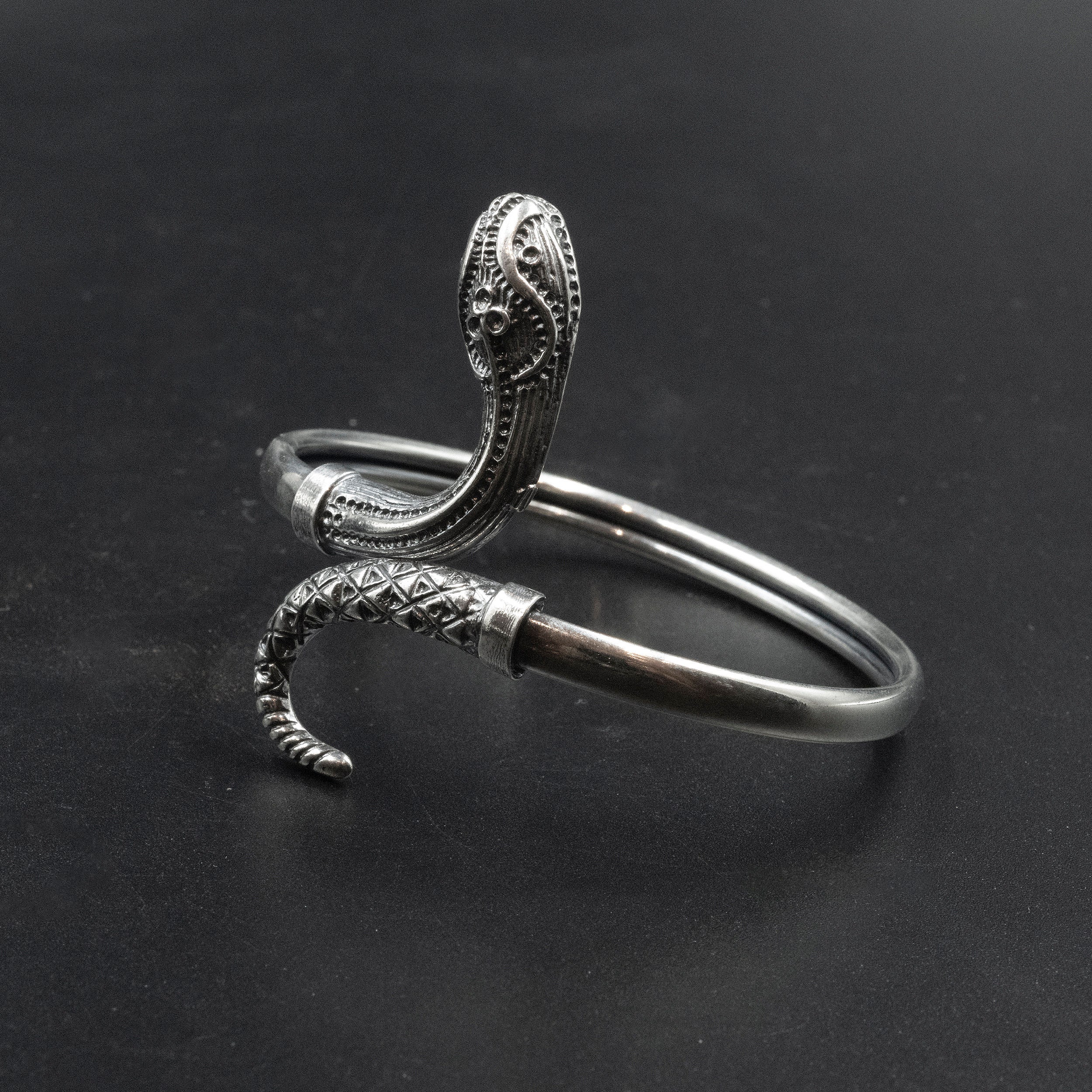 Snake Cuff Bracelet, Men/Women Sterling Silver Greek Serpent Bangle, Healing Symbol Statement