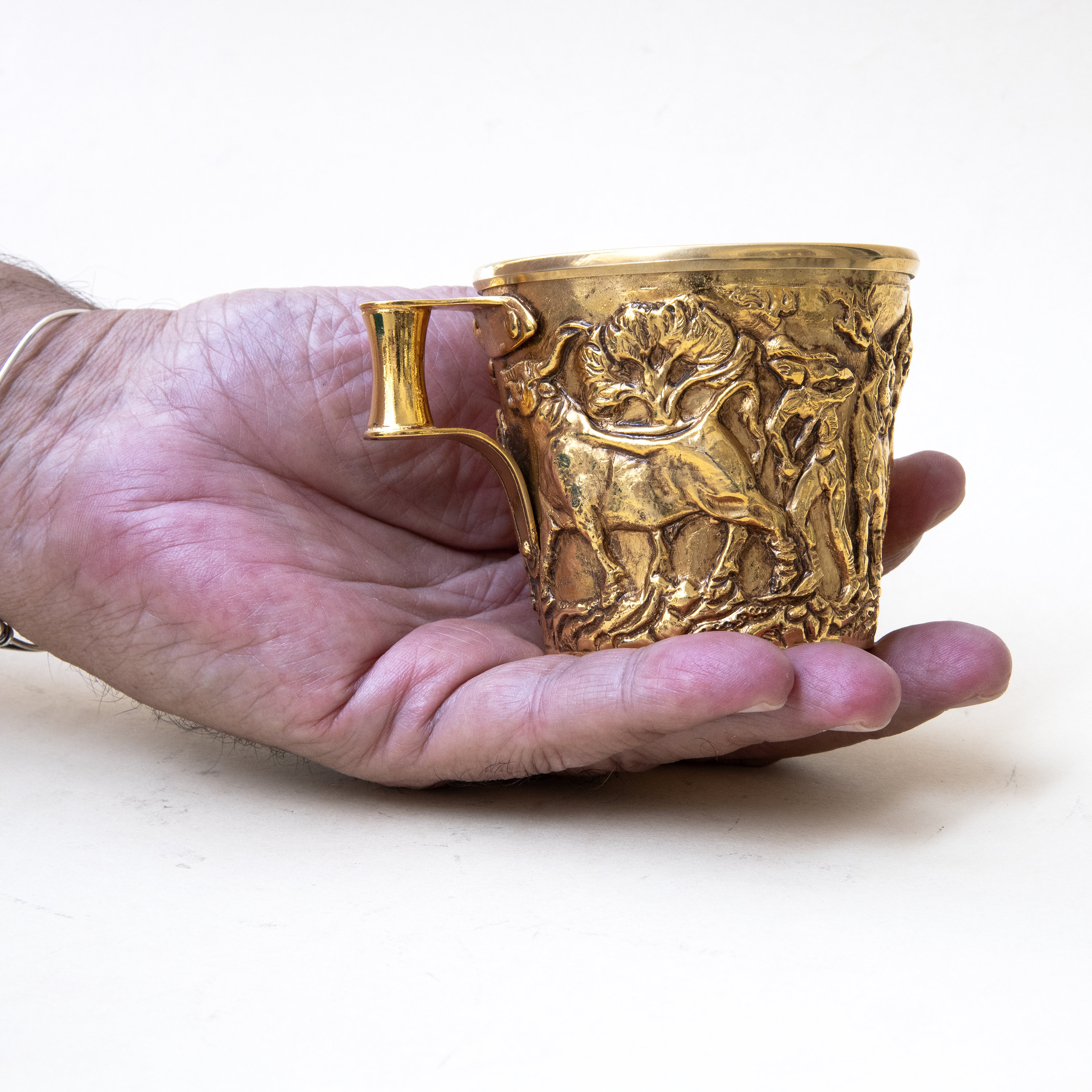 Mycenaean Gold Cup, Ancient Greek Artifact Museum Replica in Copper 24K