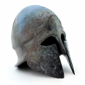 Ancient Greek Bronze Helmet, Corinthian Spartan War Helmet Museum Replica, Metal Art Sculpture, Collectible Art Gift image 9