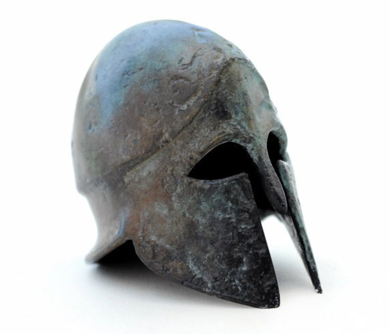 Ancient Greek Bronze Helmet, Corinthian Spartan War Helmet Museum Replica, Metal Art Sculpture, Collectible Art Gift image 9