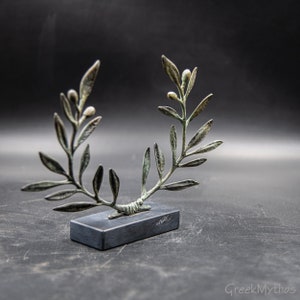Bronze Olive Wreath Greek Sculpture, Olive Tree Branches, Ancient Greece Goddess Athena Symbol, Greek Mythology and Art image 4