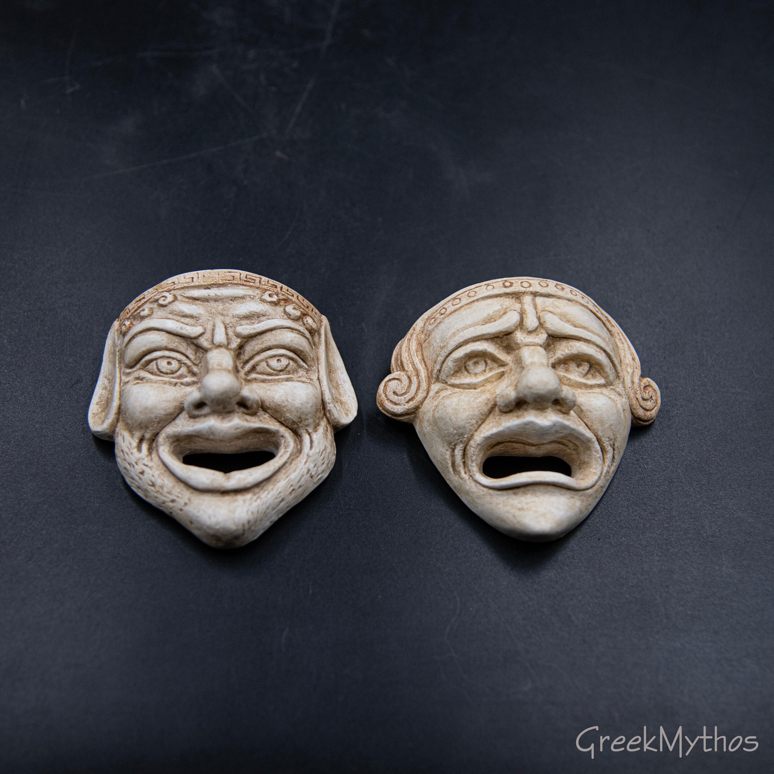Ancient Greek Drama Theater Masks, Set of 2 Comedy/Tragedy Actors Masks