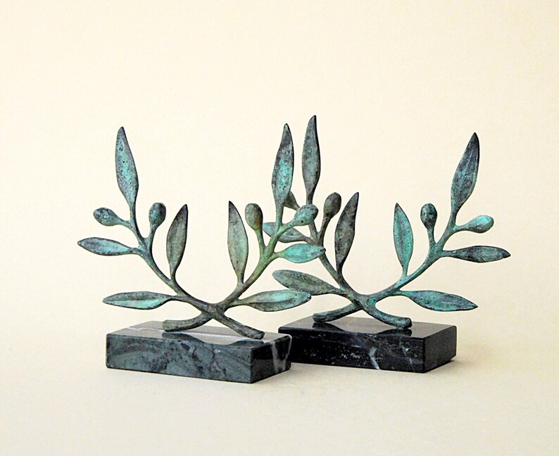 Olive Wreath Bronze Sculpture, Olive Tree Branches, Ancient Greece Goddess Athena Symbol, Greek Mythology and Art image 4