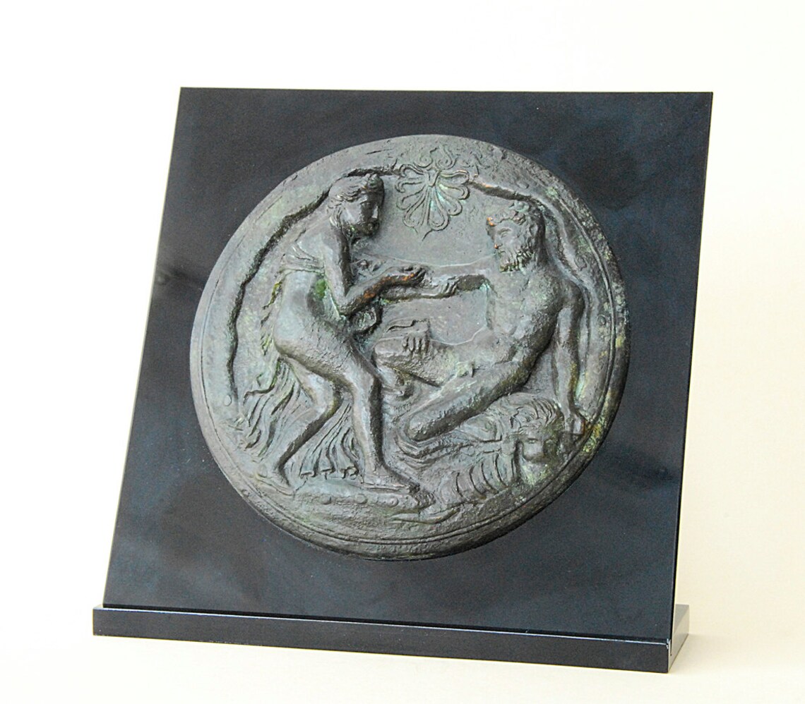 Hercules and Nymph Bronze Sculpture Relief Metal Art image 1