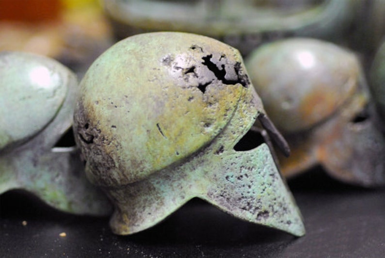 Ancient Greek Bronze Helmet, Corinthian Spartan War Helmet Museum Replica, Metal Art Sculpture, Collectible Art Gift image 6