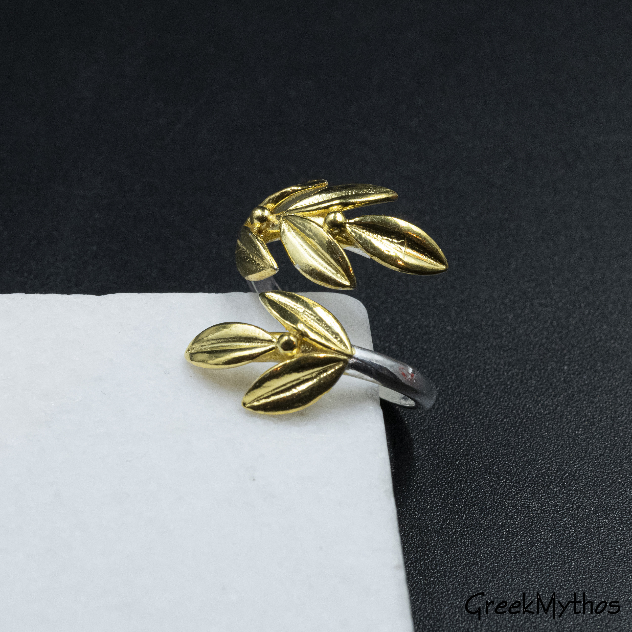 Handmade Gold Leaves Ring, Twisted Olive Adjustable Twig, Goddess Athena  Greek Jewelry