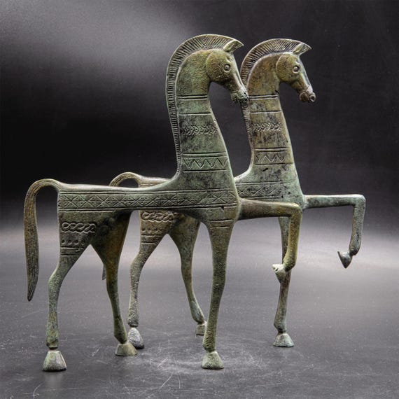 古代ギリシャの馬のブロンズ像、金属芸術彫刻、博物館レプリカギリシャ