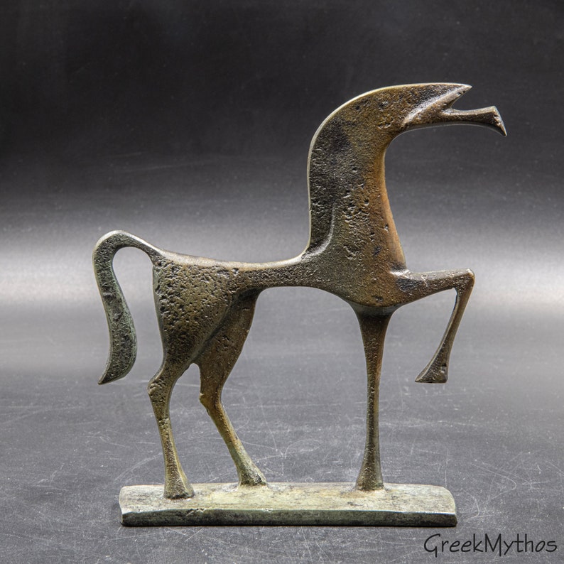 Ancient Greek Bronze Horse Museum Replica, Greek Geometric Era Metal Art Sculpture, Equine Home Decor, Unique Horse Lover Art Gift image 8