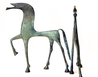 古代ギリシャの馬のブロンズ像、幾何学時代の金属芸術彫刻