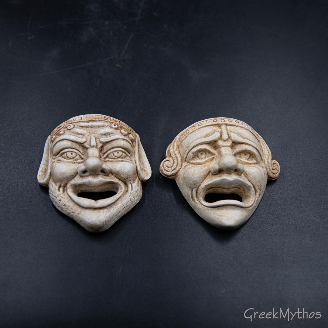 Ancient Greek Drama Theater Masks, Set of 2 Comedy/tragedy Actors Masks