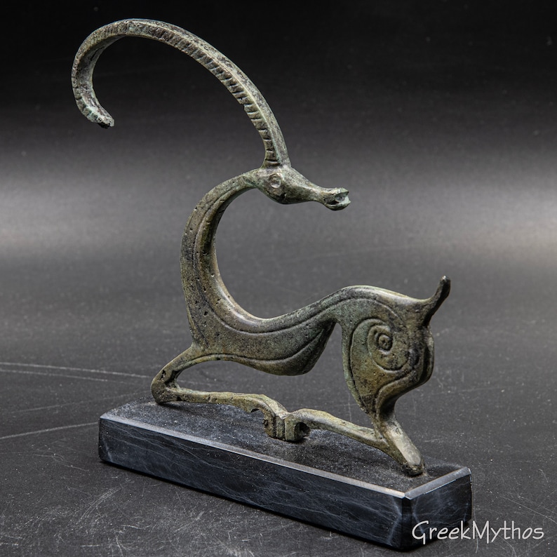 Ibex Wild Goat Bronze Statue, Greek Geometric Era Art Museum Replica Sculpture, Capricorn Constellation Zodiac Sign Gift, Art Decor image 7