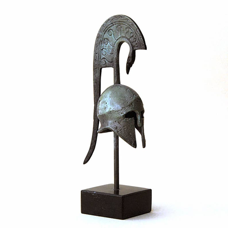 Ancient Greek Helmet with Serpent Crest Bronze Metal Sculpture, Ancient Greece Corinthian War Helmet, Collectible Art, Museum Replica image 3