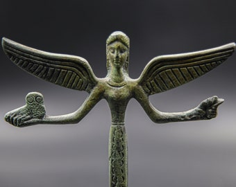 勝利の女神ニケのブロンズ像、ギリシャ神話、金属彫刻、美術館級の美術