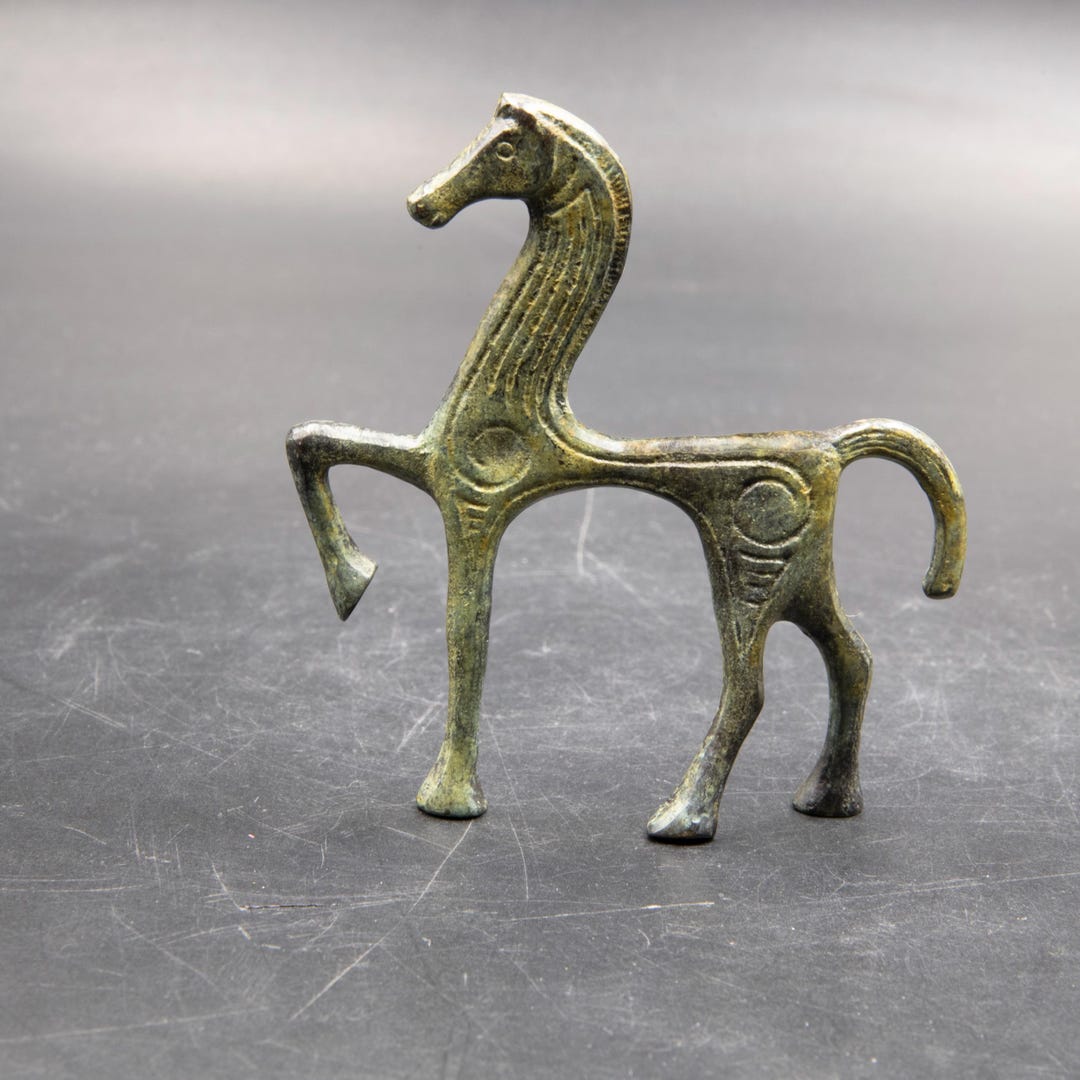 ミニギリシャブロンズ馬、古代ギリシャ幾何学時代の金属芸術彫刻