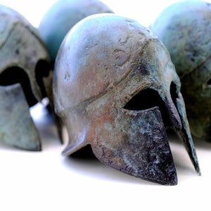 Ancient Greek Bronze Helmet, Corinthian Spartan War Helmet Museum Replica, Metal Art Sculpture, Collectible Art Gift image 8