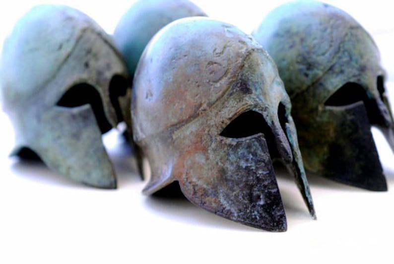 Ancient Greek Bronze Helmet, Corinthian Spartan War Helmet Museum Replica, Metal Art Sculpture, Collectible Art Gift image 8