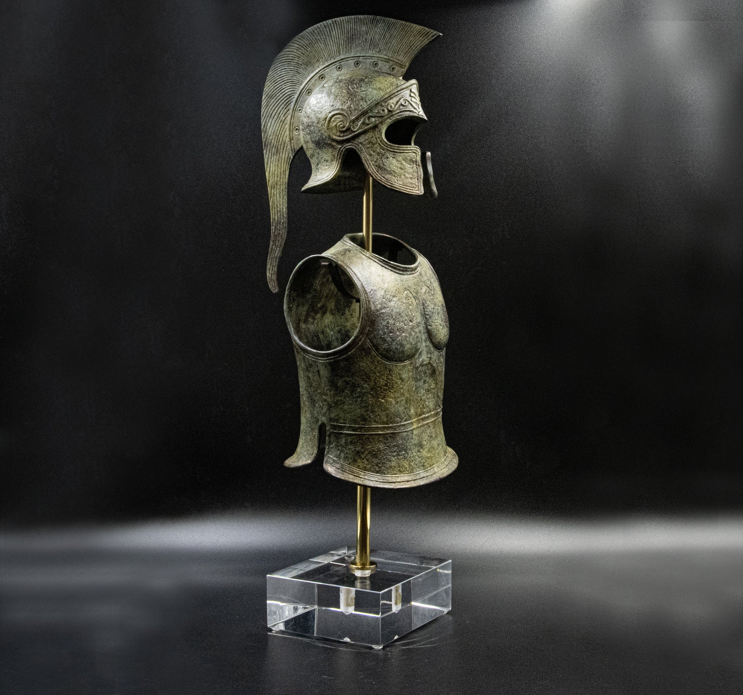 Spartan Warrior Bronze Armor Sculptured Panoply, Ancient Greek Museum