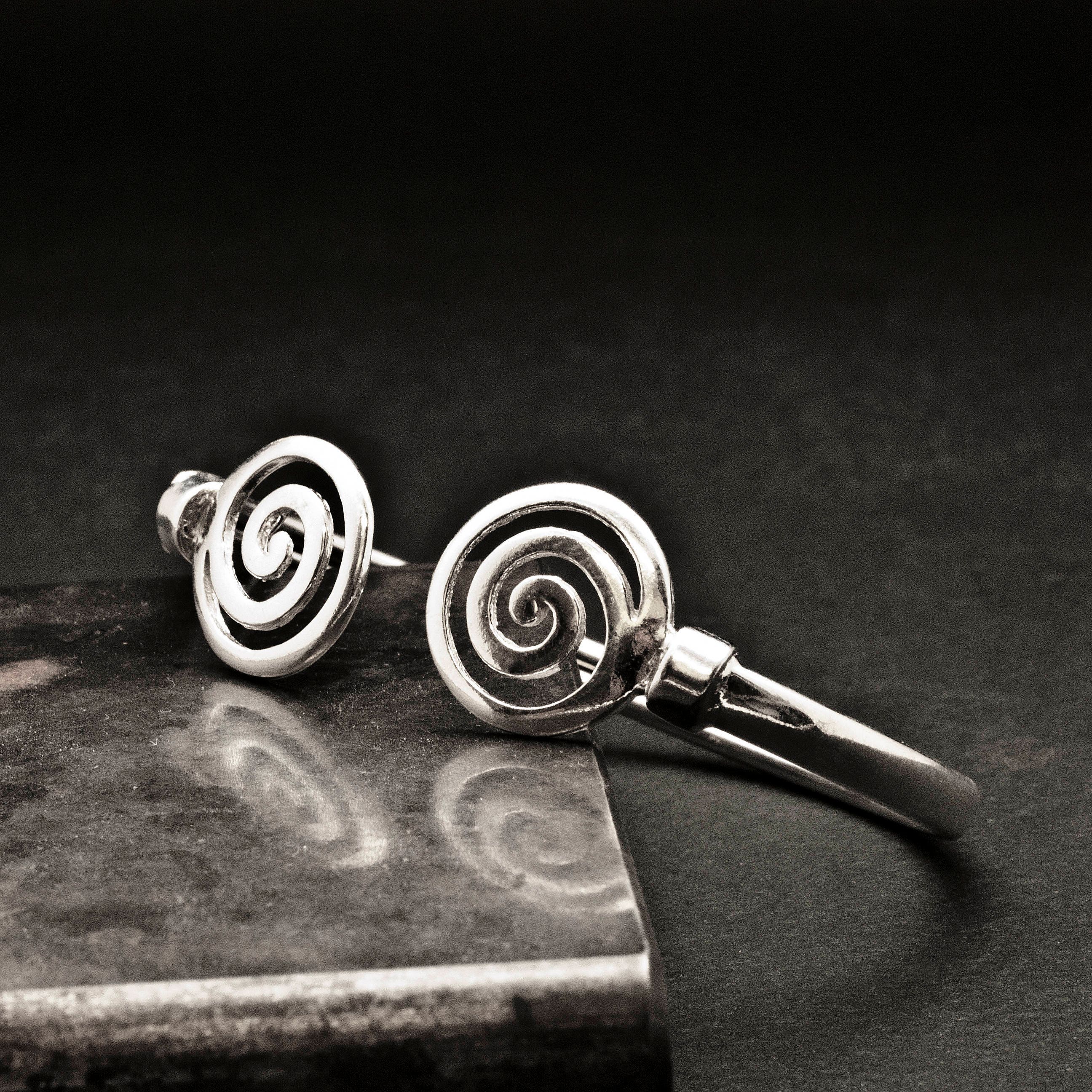Unisex Spiral Cuff Sterling Silver Bracelet, Men/Women Greek Bracelet