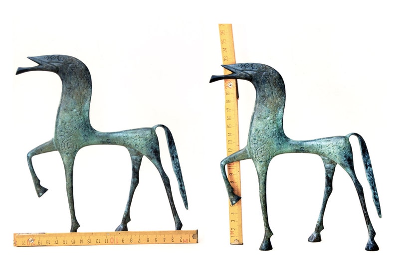 Ancient Greek Horse Bronze Statue, Geometric Era Metal Art Sculpture, Museum Quality Greek Art, Ancient Greece, Equine Decor image 9