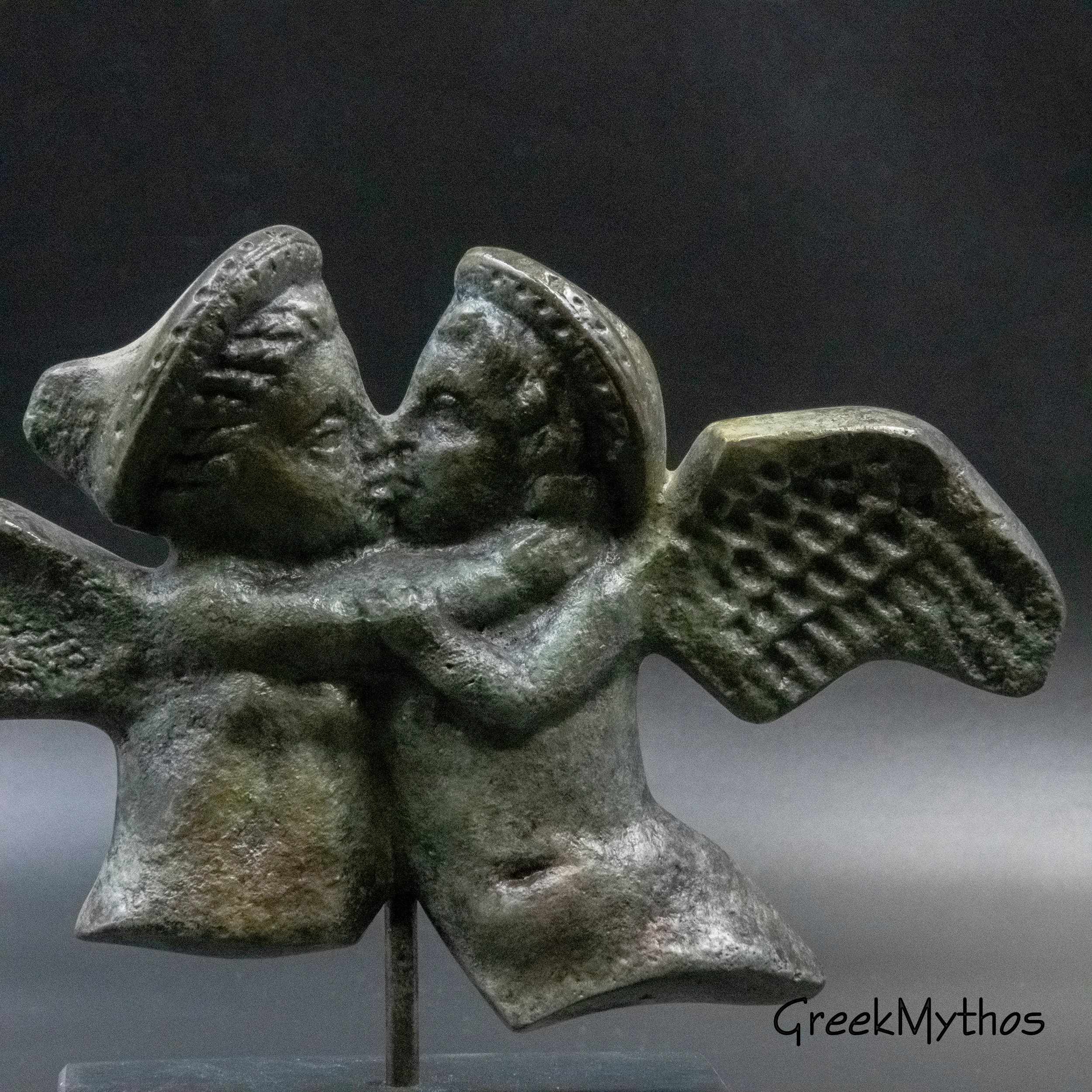 Love Cupid And Psyche Kissing Bronze Statue Ancient Greek God Eros And