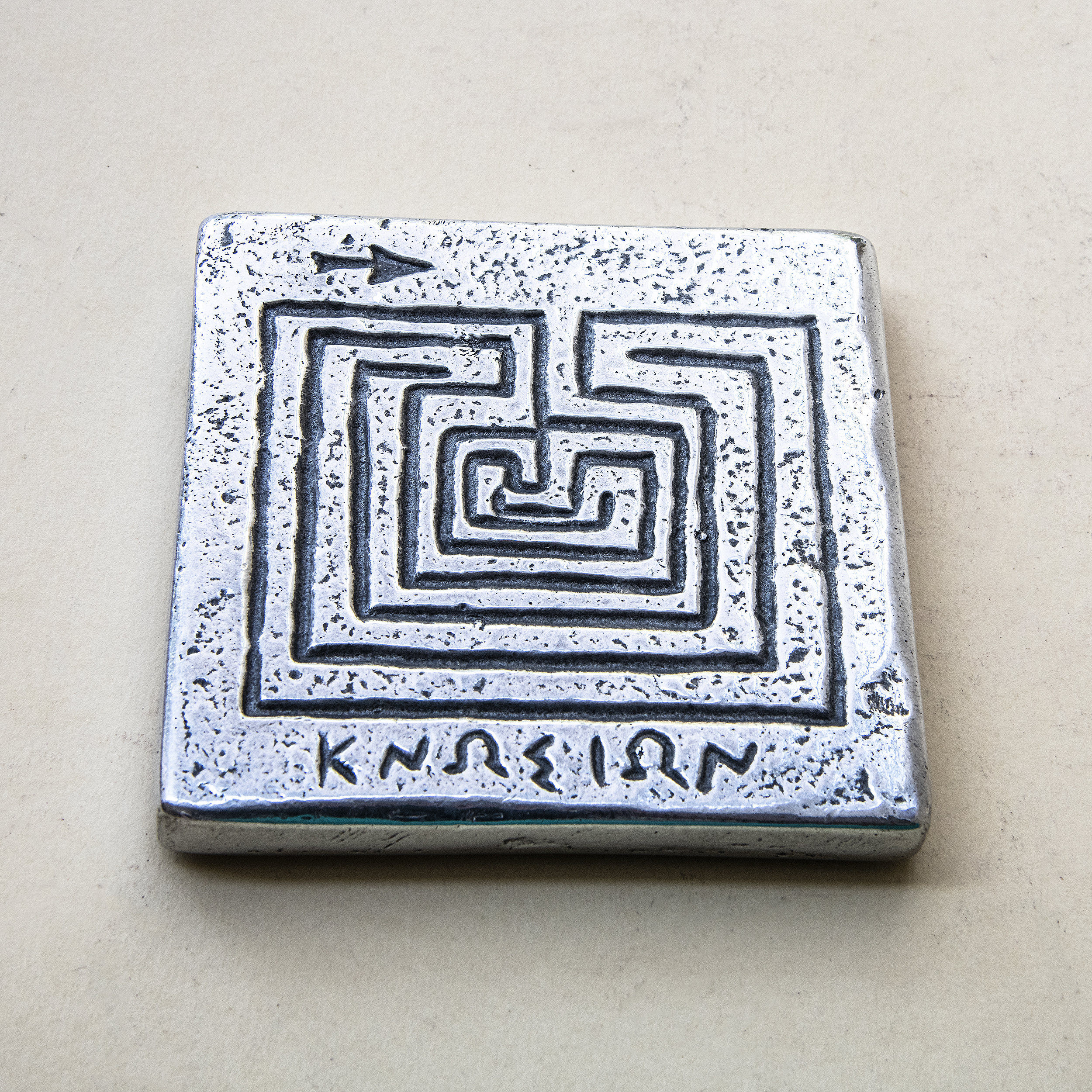 Ancient Greece Coin with Maze Labyrinth Aluminium Paperweight, Crete
