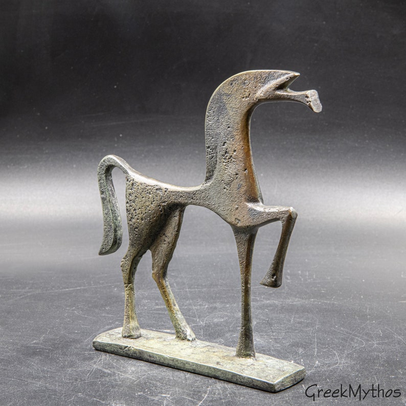 Ancient Greek Bronze Horse Museum Replica, Greek Geometric Era Metal Art Sculpture, Equine Home Decor, Unique Horse Lover Art Gift image 3