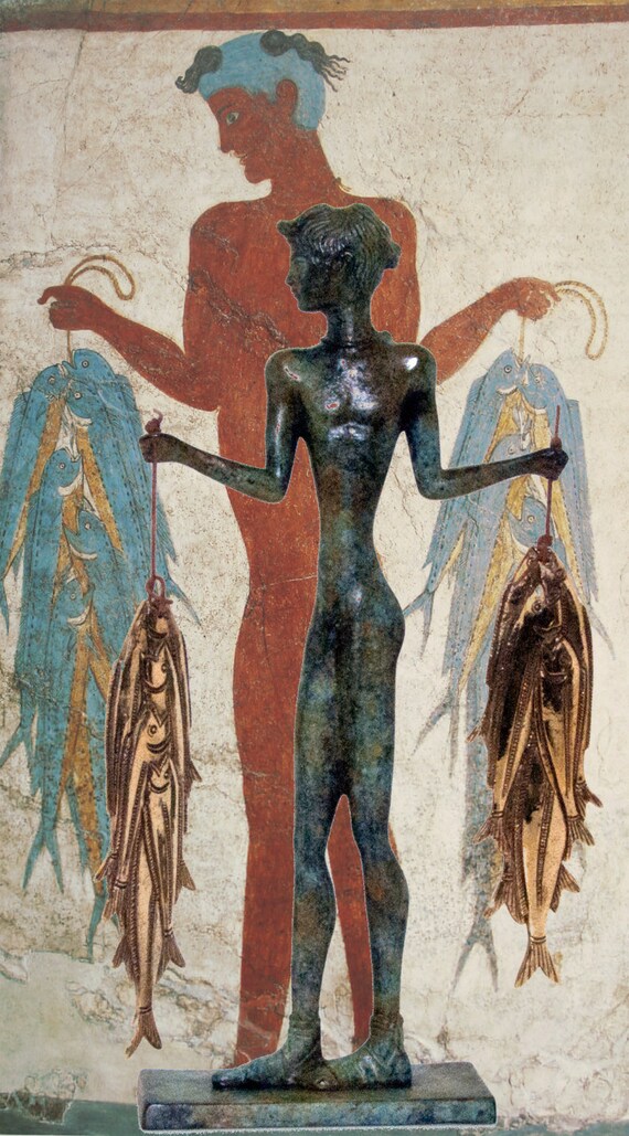 Pêcheur de Santorin Statue en bronze grec ancien Cyclades - Etsy France