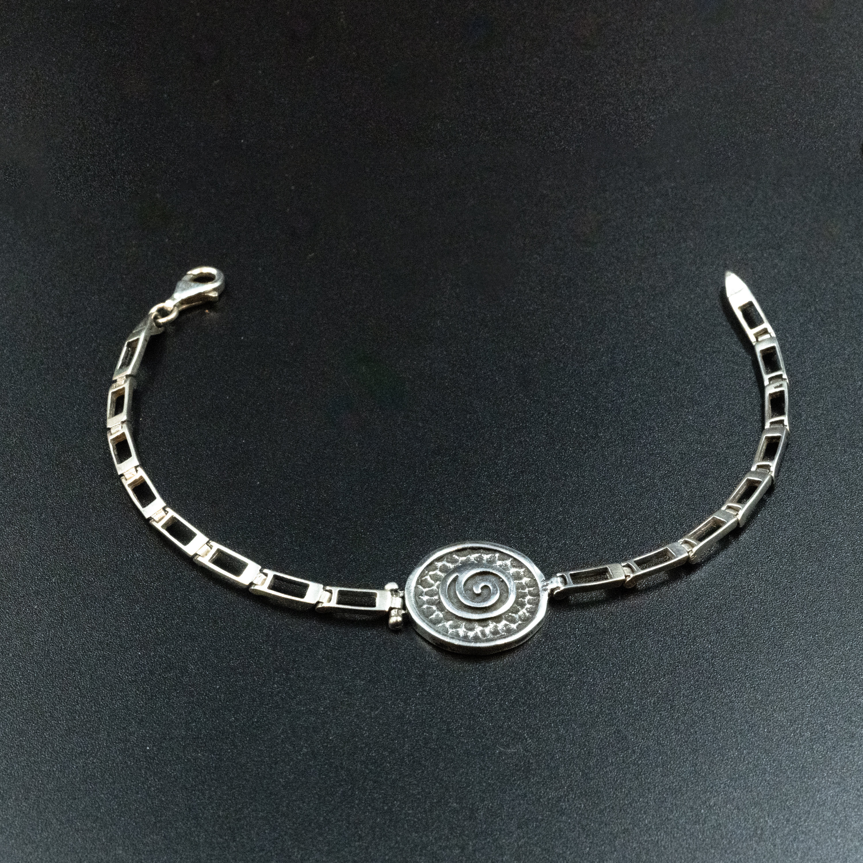Greek Spiral Infinity Sterling Silver Chain Bracelet, Men/Women
